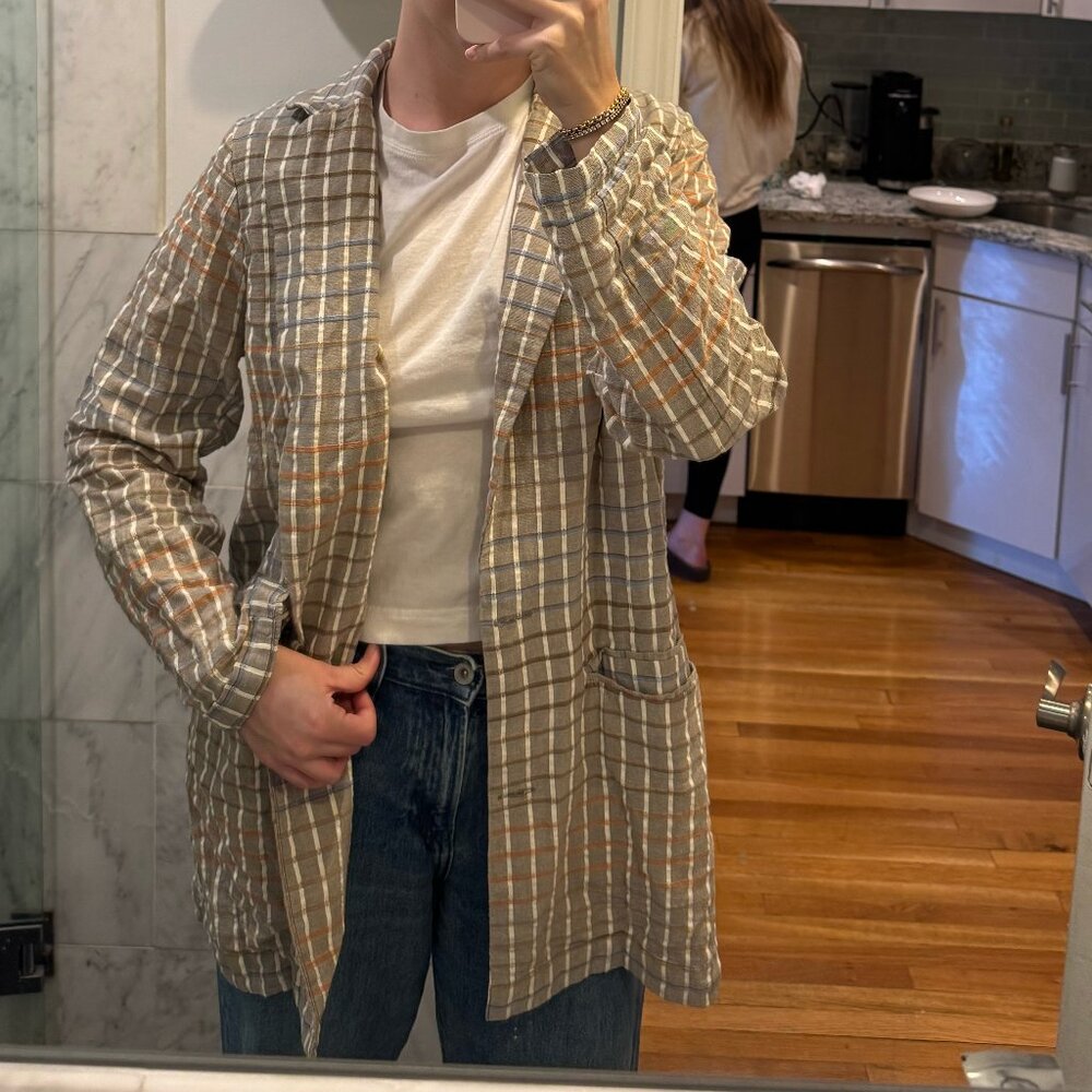Free People Plaid Oversize Summer Blazer